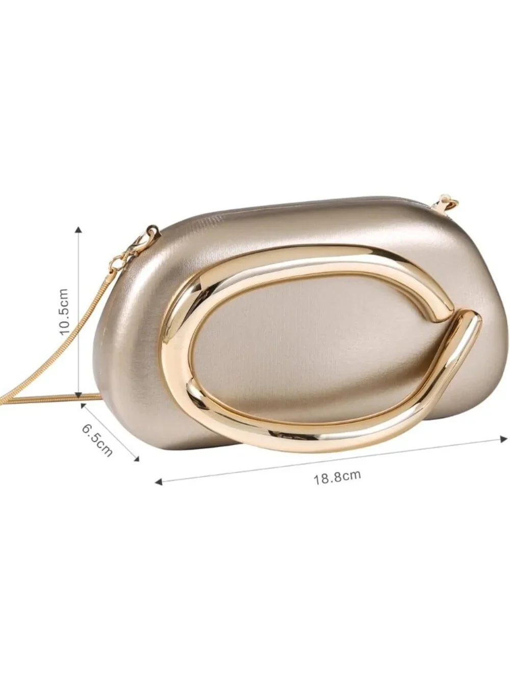 👜Women's Champagne Art Deco Clutch Gold-Tone Handle Evening Party Purse Bag